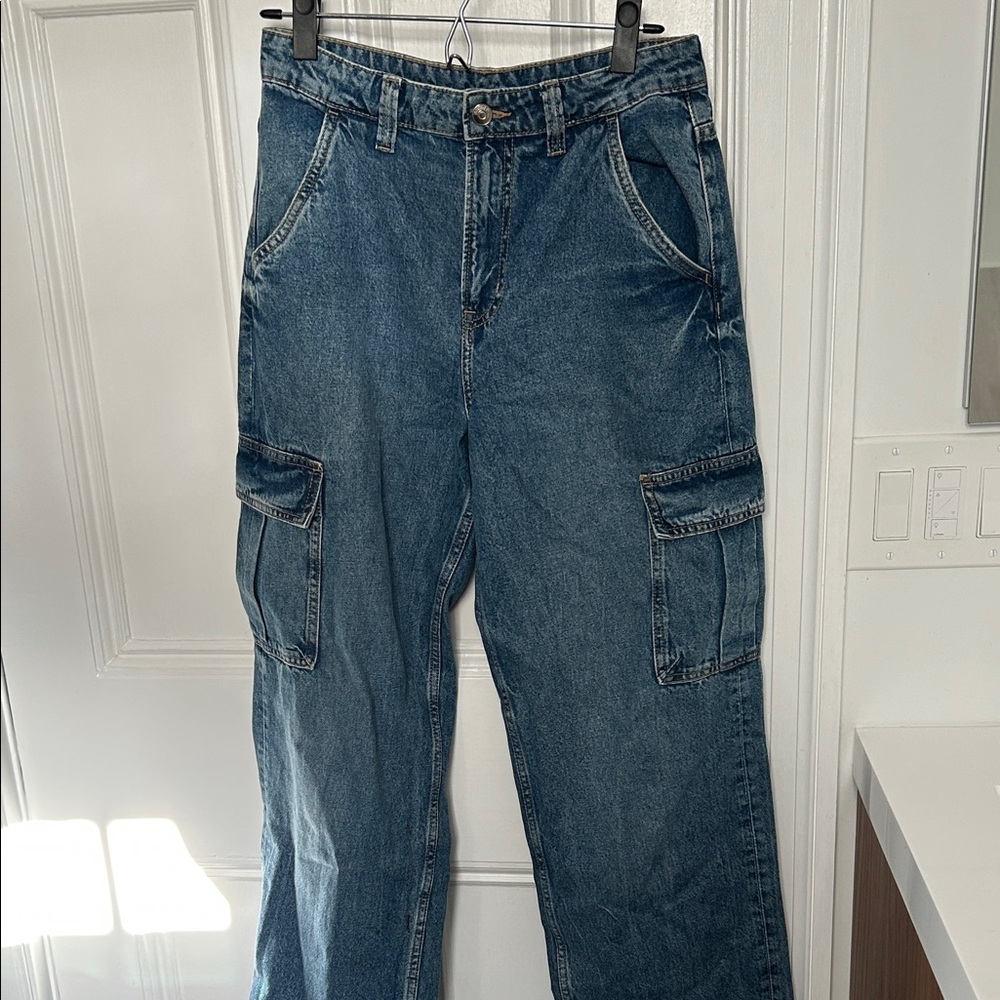 Divided Blue Straight-Leg Cargo Jeans